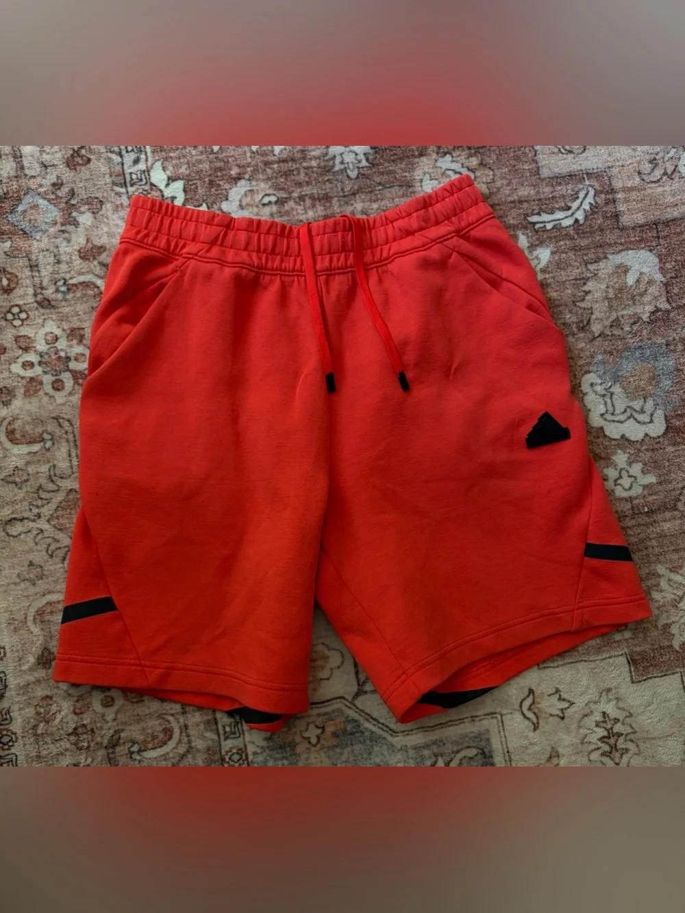 5/$26 adidas Men's Salmon/Red Athletic Drawstring Shorts with Black Accents